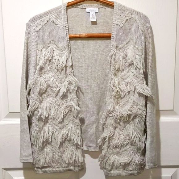 Chico's Sweaters - Chico's Cream Chevron Cardigan Sweater